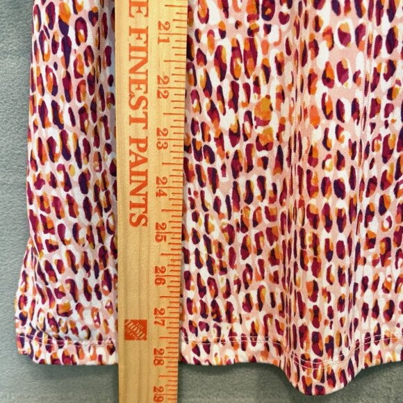 Susan Graver Elbow Sleeve Blouse Italia Knit Red/Orange Print 2X Plus Size - Picture 6 of 9